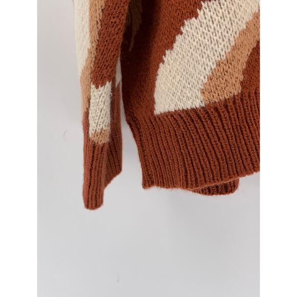 BAILEY ROSE Women's Brown Swirl Print Knit Crewneck Long Sleeve Sweater SZ M - Picture 6 of 10